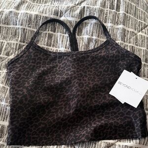 Beyond Yoga Dark Brown Leopard Print Sports Bra